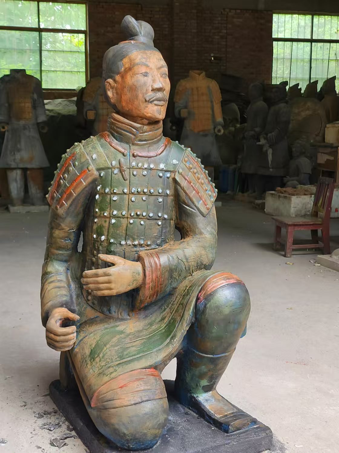 Qin Dynasty Kneeling Archer Terracotta Figure-120cm(Color Imitation Bronze)