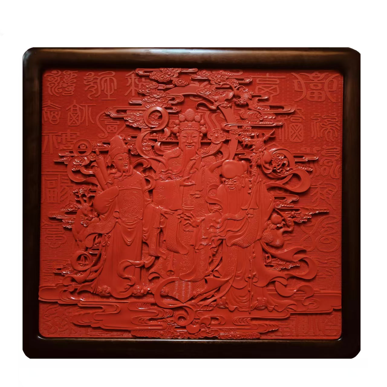 Carved Lacquer Hanging Panel Heavenly Official Bestows Blessings