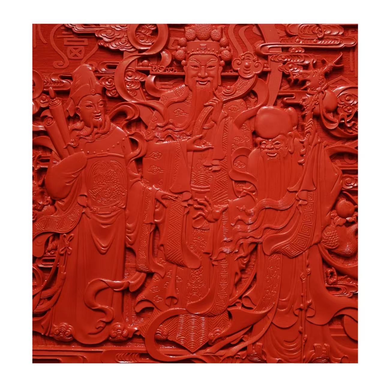 Carved Lacquer Hanging Panel Heavenly Official Bestows Blessings