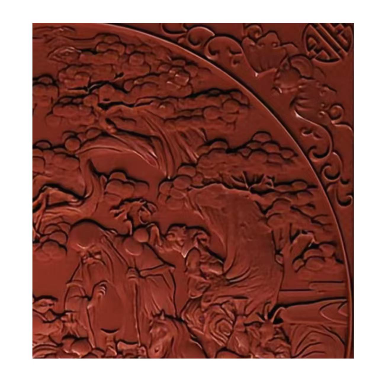 Carved Lacquer Hanging Panel Immortals Paying Homage to Longevity