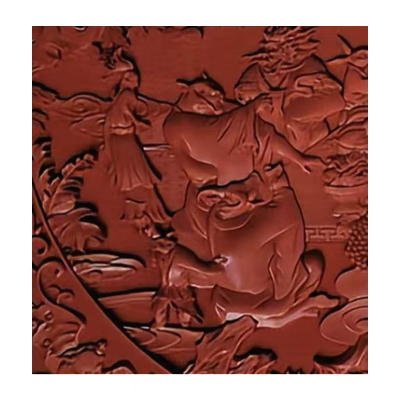 Carved Lacquer Hanging Panel Immortals Paying Homage to Longevity