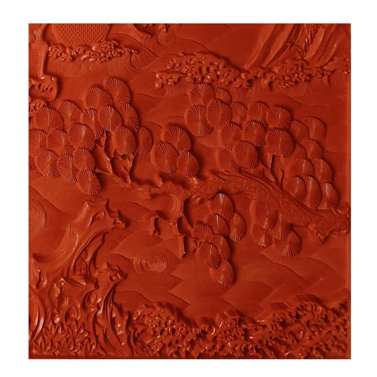 Carved Lacquer Hanging Panel the Eight Immortals Crossing the Sea