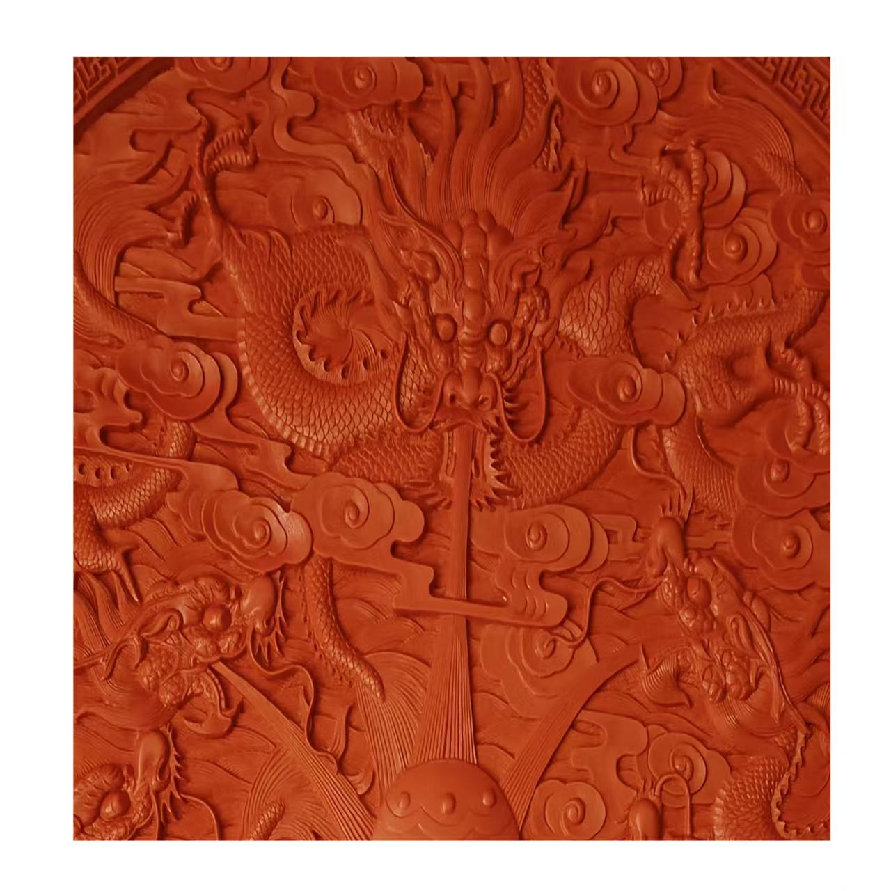 Carved Lacquer Hanging Panel Nine Dragons Playing with Pearls