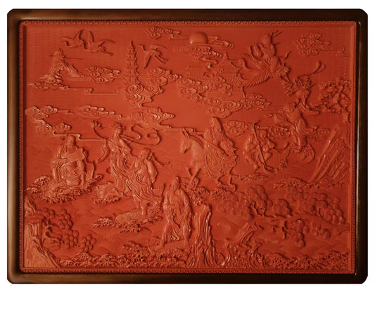 Carved Lacquer Hanging Panel the Eight Immortals Crossing the Sea